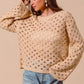 SO ME Geometric Pattern Open Knit Lightweight Sweater