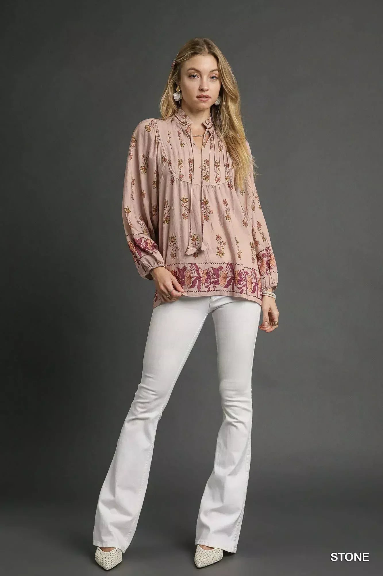 Umgee Floral Boho Peasant Blouse - DAVERRI FASHIONS