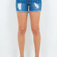 High Waist Distressed Frayed Denim Shorts Blue Shorts
