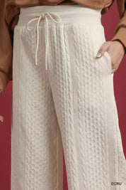 Umgee Cable Knit Textured Wide Leg Pants | Loungewear Pants Daverri Fashions