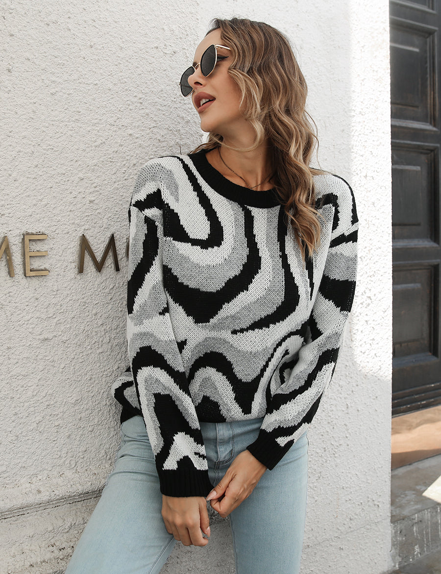 Round Neck Dropped Shoulder Sweater | Sweaters Daverri Fashions