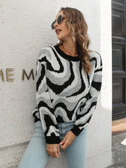 Round Neck Dropped Shoulder Sweater | Sweaters Daverri Fashions