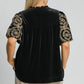 Umgee Full Size Velvet Embroidered Sleeve Blouse Blouses