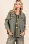 Mittoshop Mineral Washed Plaid Button Down Shacket - DAVERRI FASHIONS