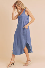 Aemi + Co Round Neck Midi Tank Dress with Pockets Tank Dresses