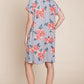 BOMBOM Floral Round Neck Short Tee Dress with Pockets