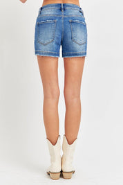 RISEN Low Rise Slit Denim Shorts Shorts