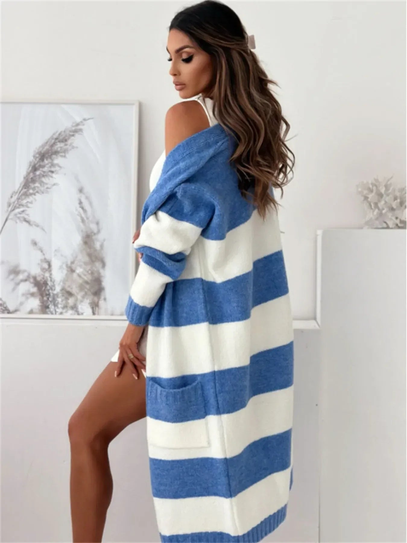 Color Block Open Front Cardigan - DAVERRI FASHIONS