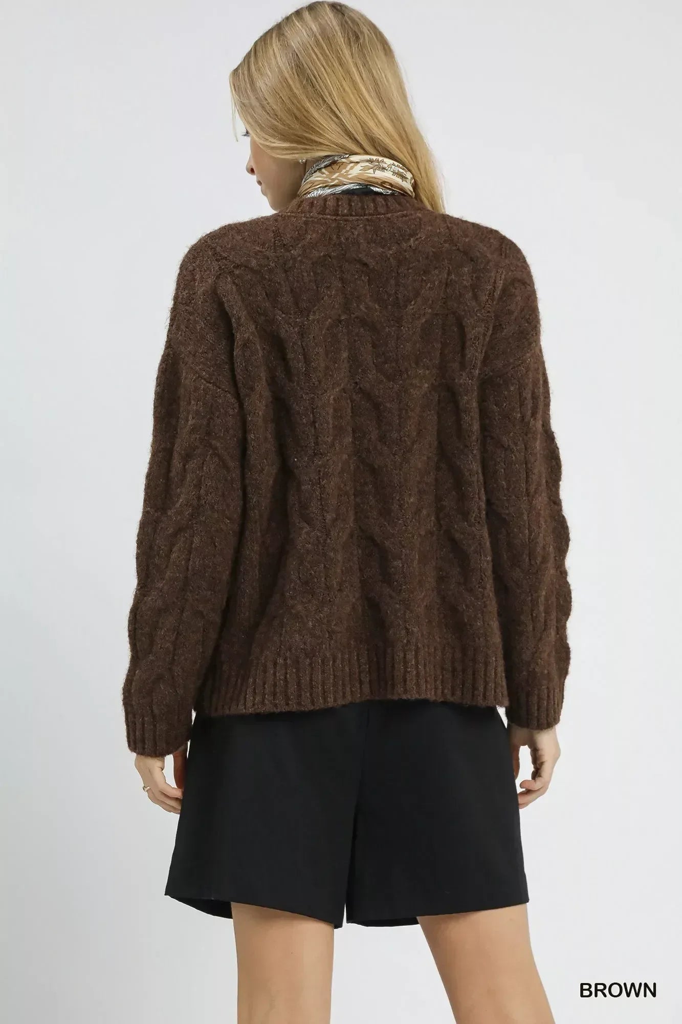 Umgee Cable Knit Cozy Sweater - DAVERRI FASHIONS