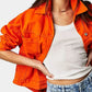 Button Up Long Sleeve Denim Jacket Orange - DAVERRI FASHIONS