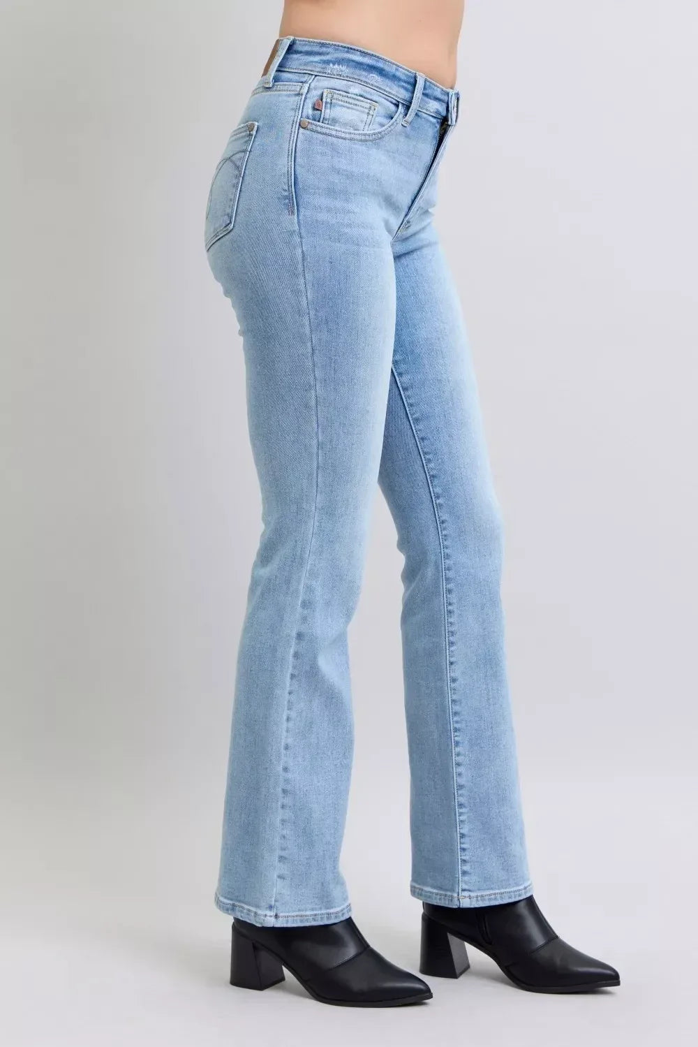Judy Blue Mid Rise Thermal Bootcut Jeans - DAVERRI FASHIONS