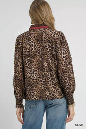 Umgee Ruffle Trim Leopard Print Shirt | Shirts Daverri Fashions