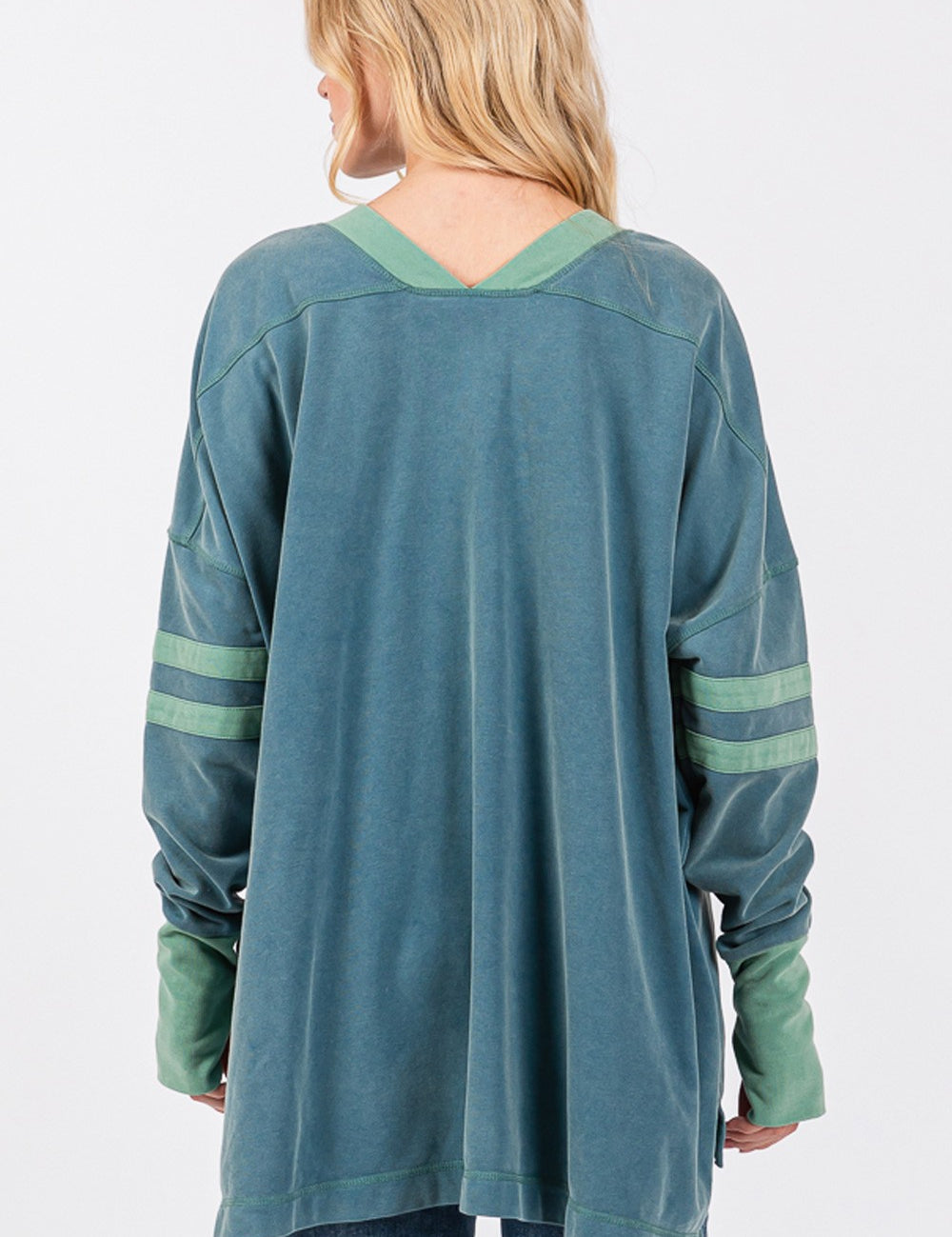 SAGE + FIG Mineral Wash Side Slit Contrast Top