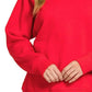 Zenana Fleece Round Neck Ribbed Side Raglan Sweatshirt - DAVERRI FASHIONS