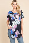 BOMBOM Printed Round Neck Short Sleeve T-Shirt - DAVERRI FASHIONS