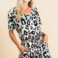 BiBi Gradation Leopard Soft Knit V-neck Romper Rompers
