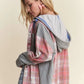 ADORA Button Down Plaid Hoodie Shacket Shackets