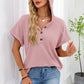 Daverri casual waffle knit button detail hooded top in soft pink