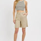 RISEN High Rise Pleated Front Shorts