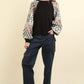VERY J Printed Long Sleeve Round Neck Knit Top - DAVERRI FASHIONS