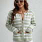 Striped Button Front Cardigan - DAVERRI FASHIONS