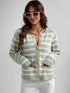 Striped Button Front Cardigan - DAVERRI FASHIONS