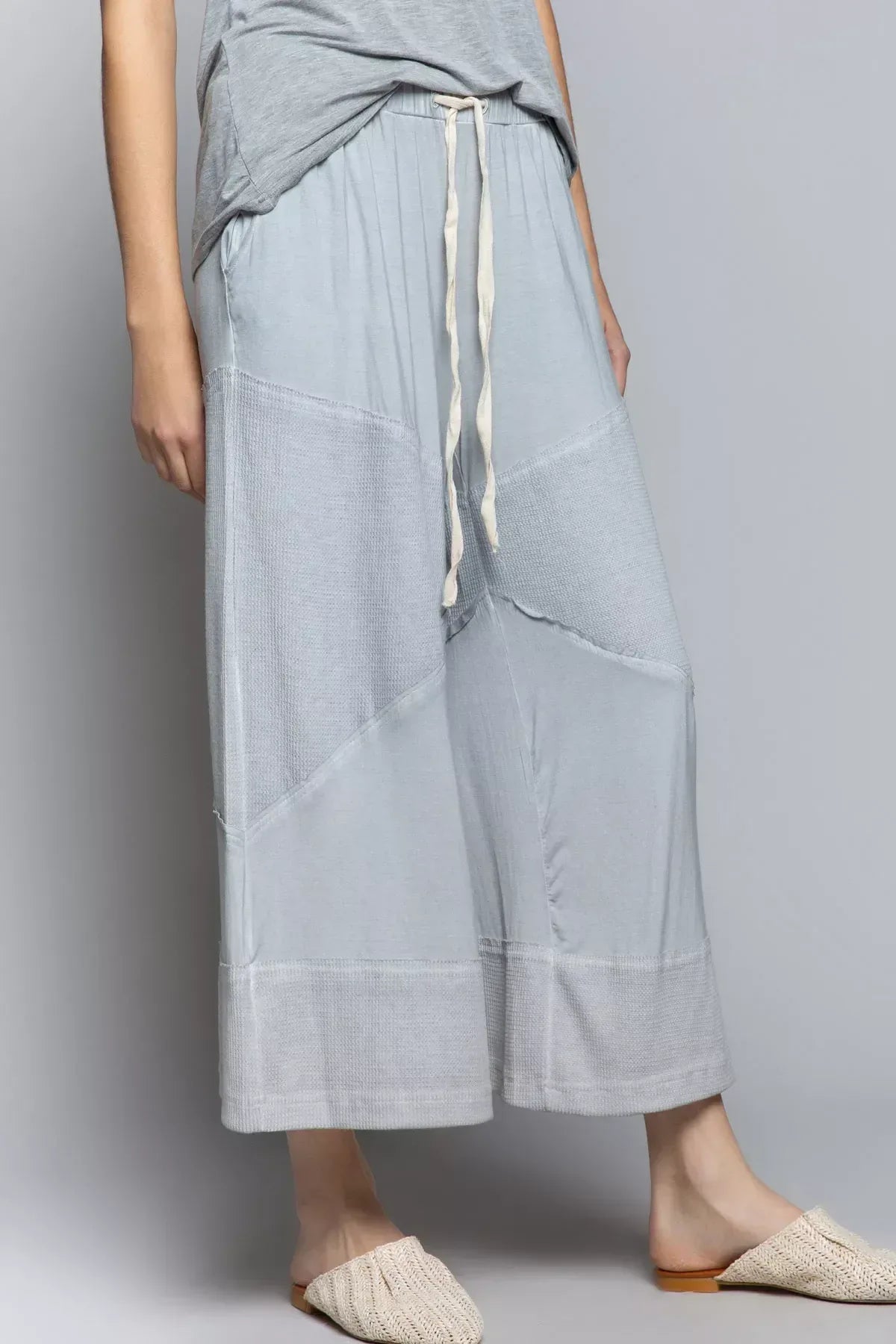 POL Elastic Waistband Wide Leg Pants with Drawstring - DAVERRI FASHIONS