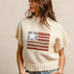 BiBi American Flag Patchwork Drop Shoulder Sweater - DAVERRI FASHIONS