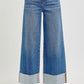 RISEN Full Size Tummy Control High Rise Crop Wide Cuffed Jeans Plus Size MEDIUM