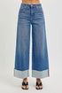 RISEN Full Size Tummy Control High Rise Crop Wide Cuffed Jeans Plus Size MEDIUM