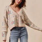 SO ME Floral Pattern Long Sleeve Button Sweater Cardigan - DAVERRI FASHIONS