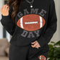 GAME DAY Football Round Neck Long Sleeve Top and Shorts Set - DAVERRI FASHIONS