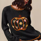 SO ME Pumpkin Floral Embroidered Thanksgiving Sweater - DAVERRI FASHIONS