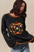 SO ME Pumpkin Floral Embroidered Thanksgiving Sweater - DAVERRI FASHIONS