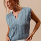 SO ME Notched Neck Cable Knit Sweater Vest - DAVERRI FASHIONS