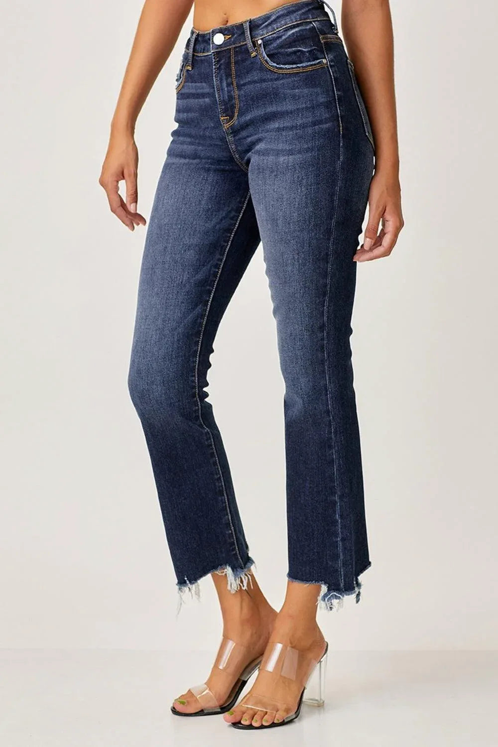 Risen Full Size Frayed Hem Cropped Straight Jeans - DAVERRI FASHIONS