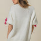 BiBi Sequin Bow Puff Sleeve Sweater Sweaters