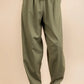 VERY J Olive Solid Barrel Comfy Woven Pants Pants
