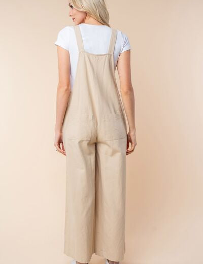 White Birch Sleeveless Wide Leg Overalls Overalls