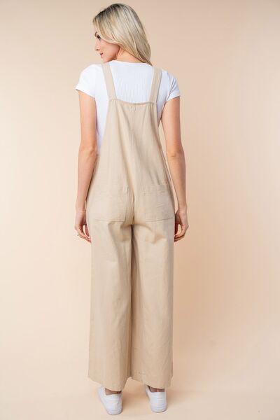 White Birch Sleeveless Wide Leg Overalls Overalls