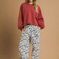 Umgee Scenic Print Casual Sweatpants Ecru - DAVERRI FASHIONS