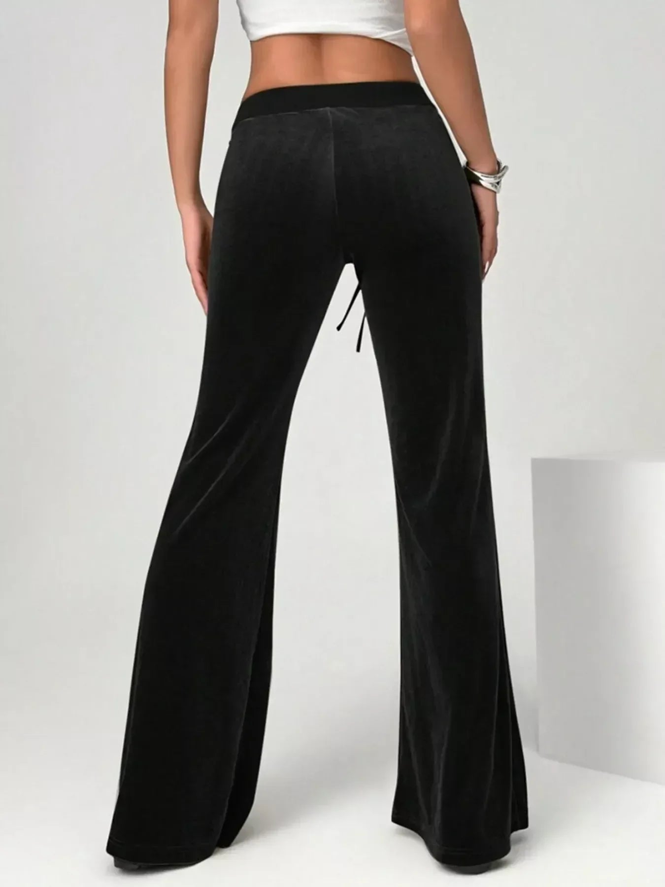 Daverri Fashions Velvet Flare Leg Pants - DAVERRI FASHIONS