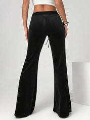 Daverri Fashions Velvet Flare Leg Pants - DAVERRI FASHIONS