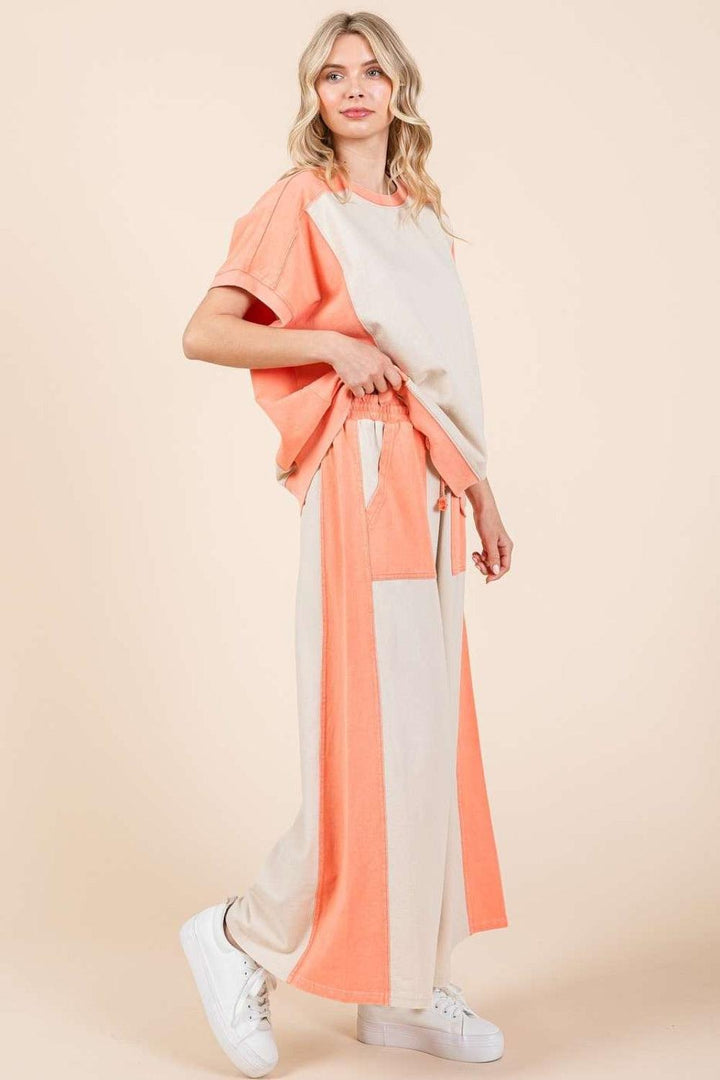 Mittoshop Color Block Wide Leg Pants Pants