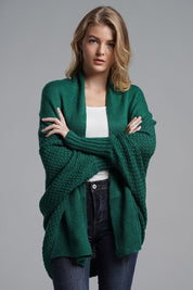 Dolman Sleeve Open Front Ribbed Trim Longline Cardigan | Cardigans Daverri Fashions