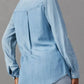 Collared Neck Roll-Tab Sleeve Denim Top - DAVERRI FASHIONS