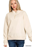 Zenana Fleece Half Zip Sweatshirt - DAVERRI FASHIONS
