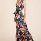Lime 'N' Chili Floral Print Sleeveless Tie Waist Maxi Dress - DAVERRI FASHIONS