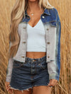 Color Block Patchwork Raw Hem Denim Jacket - DAVERRI FASHIONS