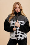 Annie Wear Plaid Zip Up Drop Shoulder Sherpa Jacket - DAVERRI FASHIONS